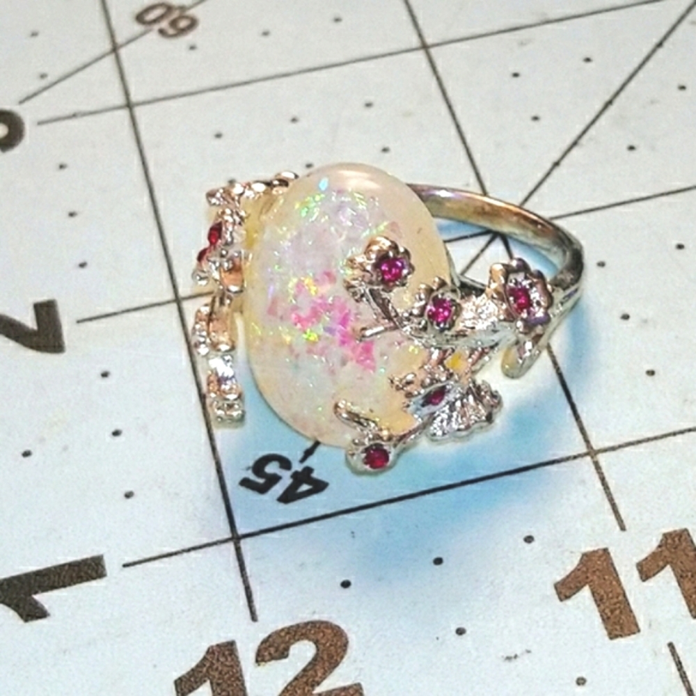 Size 10 - Sterling Silver Plated Apple Blossom Ring